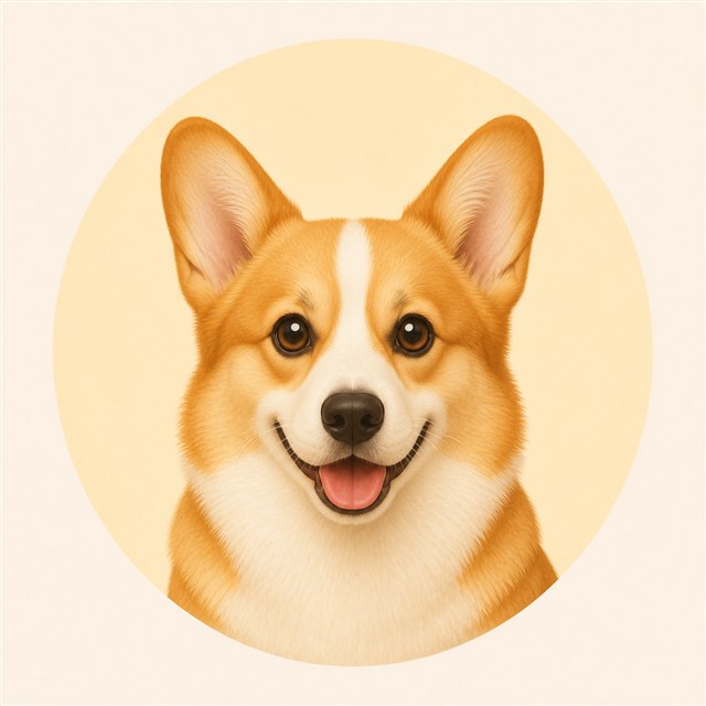 威尔士柯基犬插画头像
